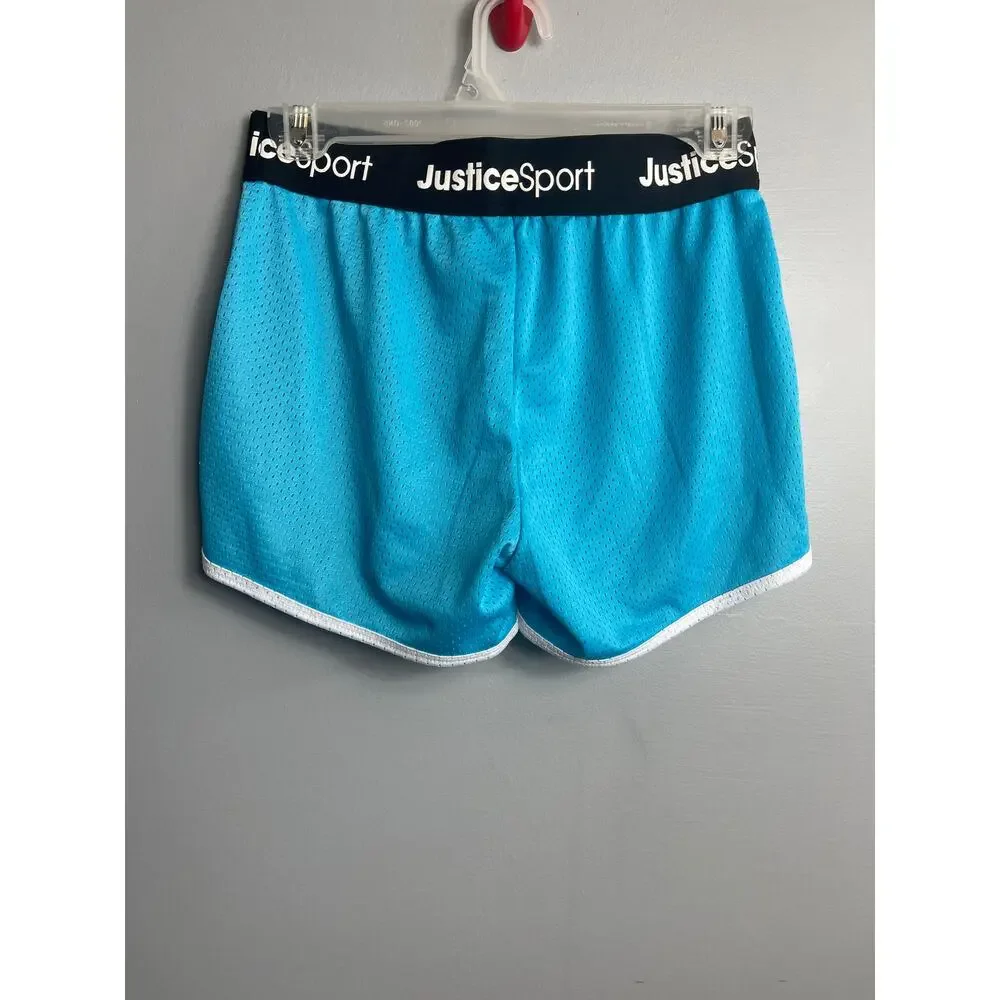 Justice Sport Girls Mesh Dolphin Shorts Blue Athletic Running Size [L 12/14]